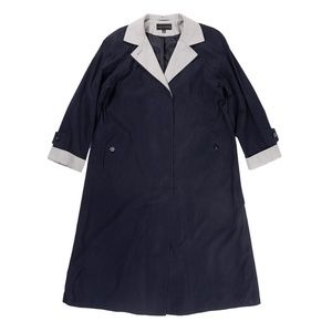 Gallery, Trench Coat, Navy and Gray, Maxi Length